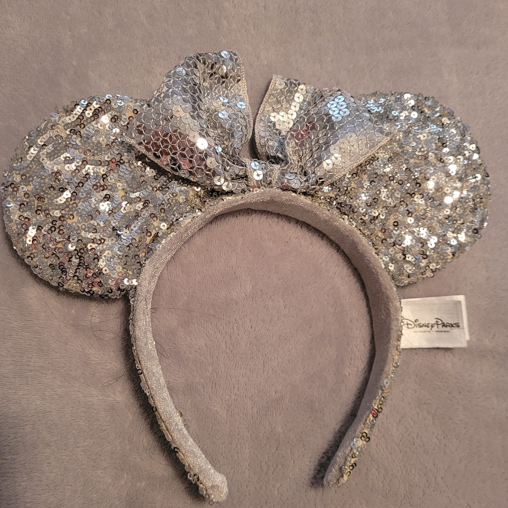 Disney Silver Sequin Minnie Mouse Ears Headband